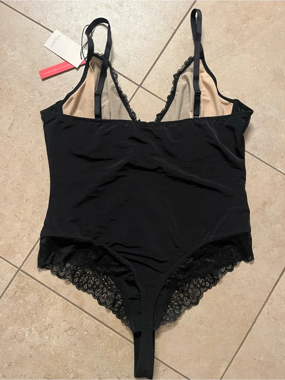 Popilush Shapewear Lace Deep V-Neck Sculpting Thong Bodysuit